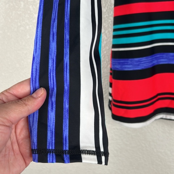 Summer Striped Long Sleeve Travel Vacation Light Padding Swim Top Size Large - Picture 2 of 5